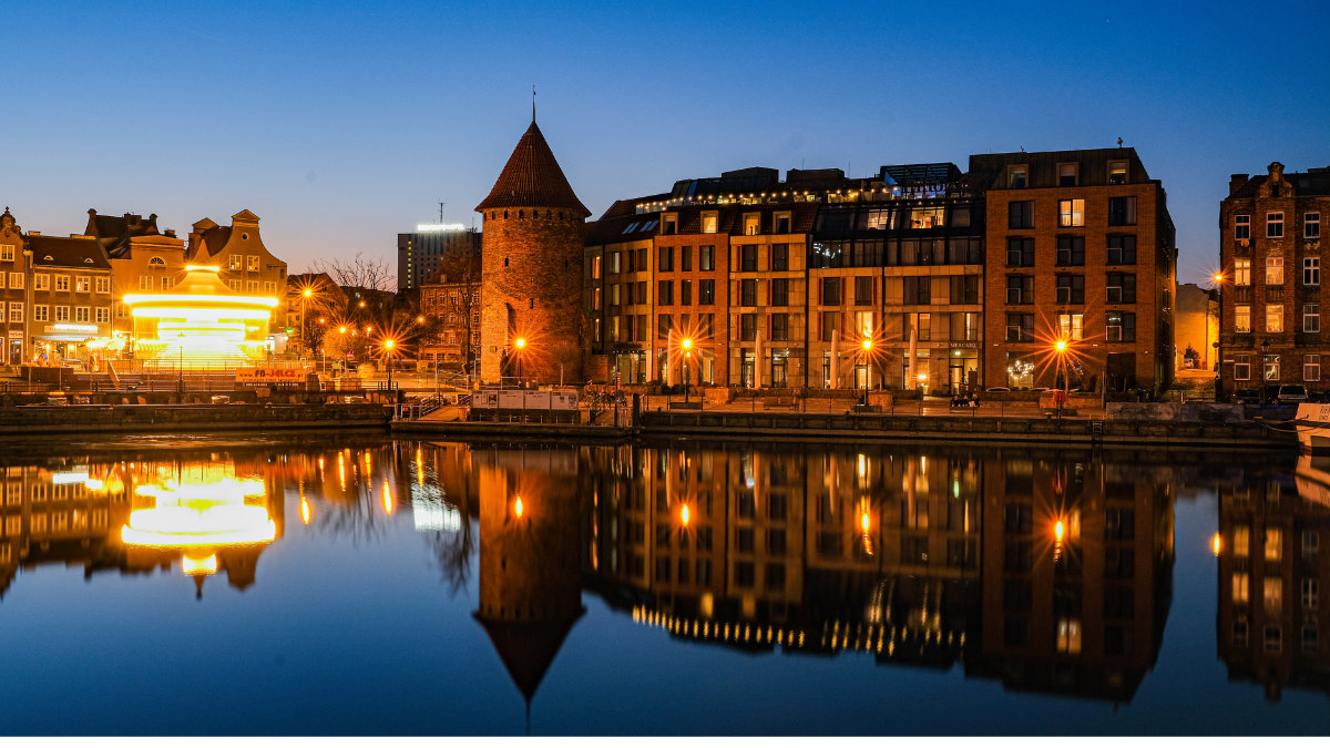 Centrum Gdańska nocą